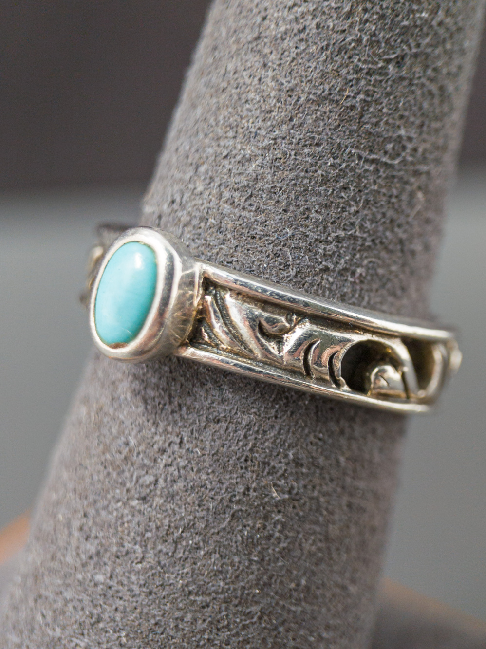 Barse 925 Sterling Silver Turquoise Scroll Ring, Sz 7.75, Handmade Thailand - Picture 16 of 16